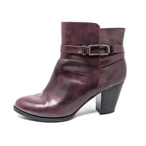Cloudwalkers Womens 9.5 Wide Shoes Ellie Boots Ankle Block Heel Zip Maroon